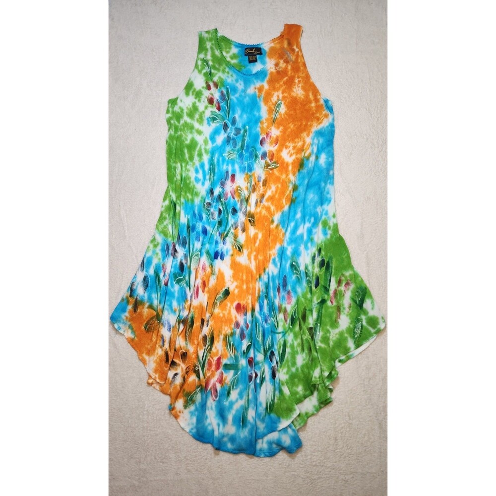 Beach by Exist Tie-Dye Sleeveless Kaftan Beach Dress Free Size Multicolor Rayon
